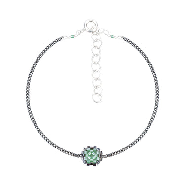 Pulsera Diamantes 1 Cuadrado Negro Ajustable Aqua
